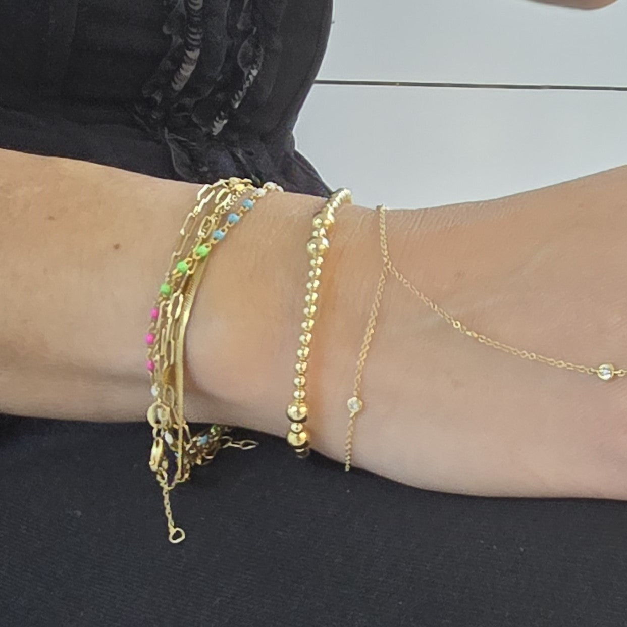 3mm & 5mm Section Design Beaded Stacking Bracelet