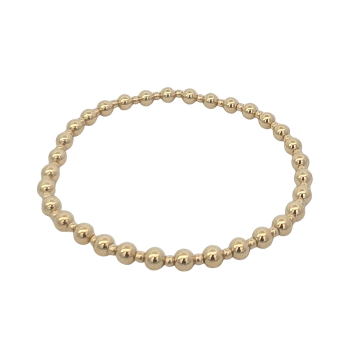 14kt Gold Filled Beaded Bracelet | Tarnish-Free | Alternating 4mm & 2mm Beads Pattern