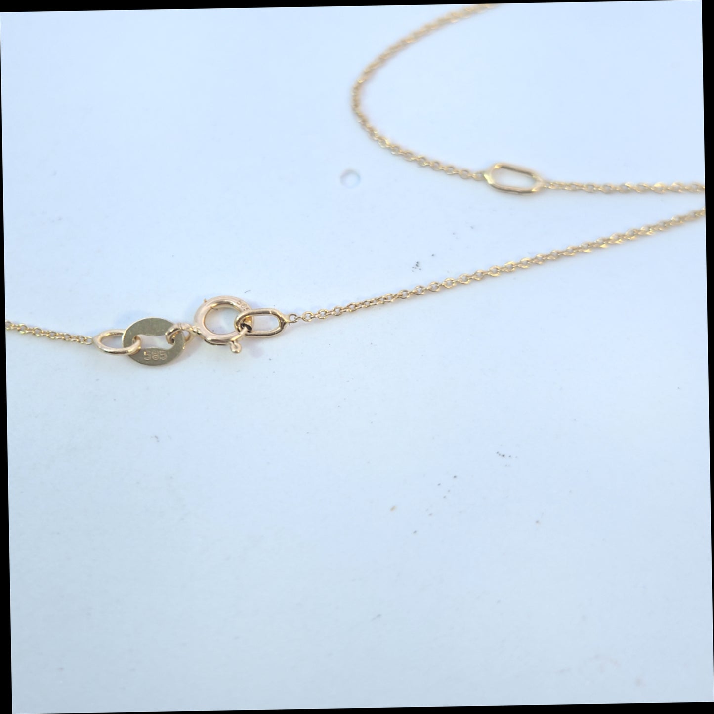 Yellow Solid 14kt Gold Horse Shoe Diamond Charm Necklace with Round Turquoise Cabochon