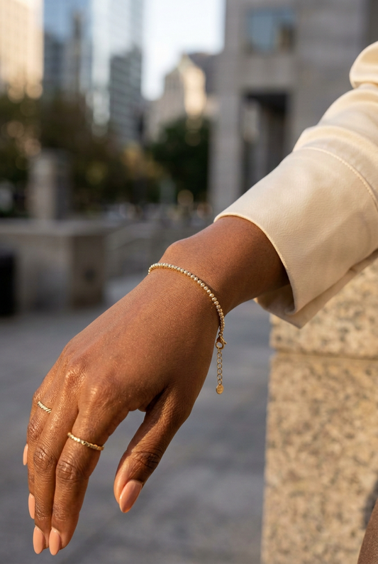 14k Solid Gold Diamond Cut Bracelet
