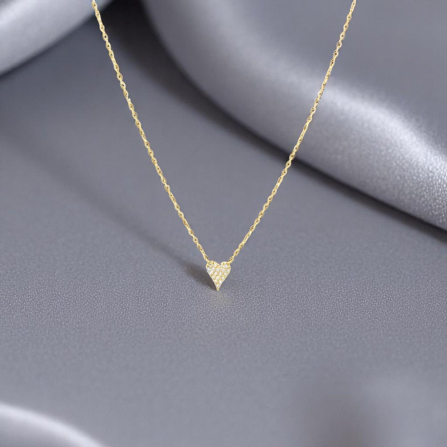 14k Solid Gold Diamond Heart Pendant Necklace – Dainty Fine Jewelry