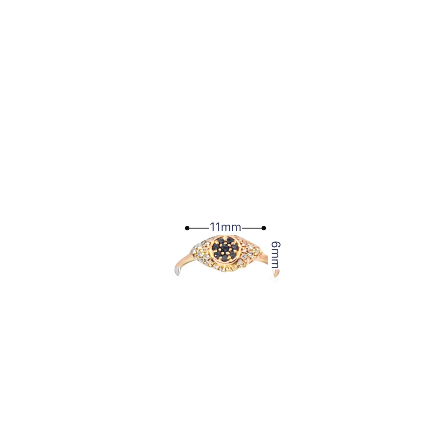 Solid 14K Gold Evil Eye Diamond Ring – Symbol of Protection