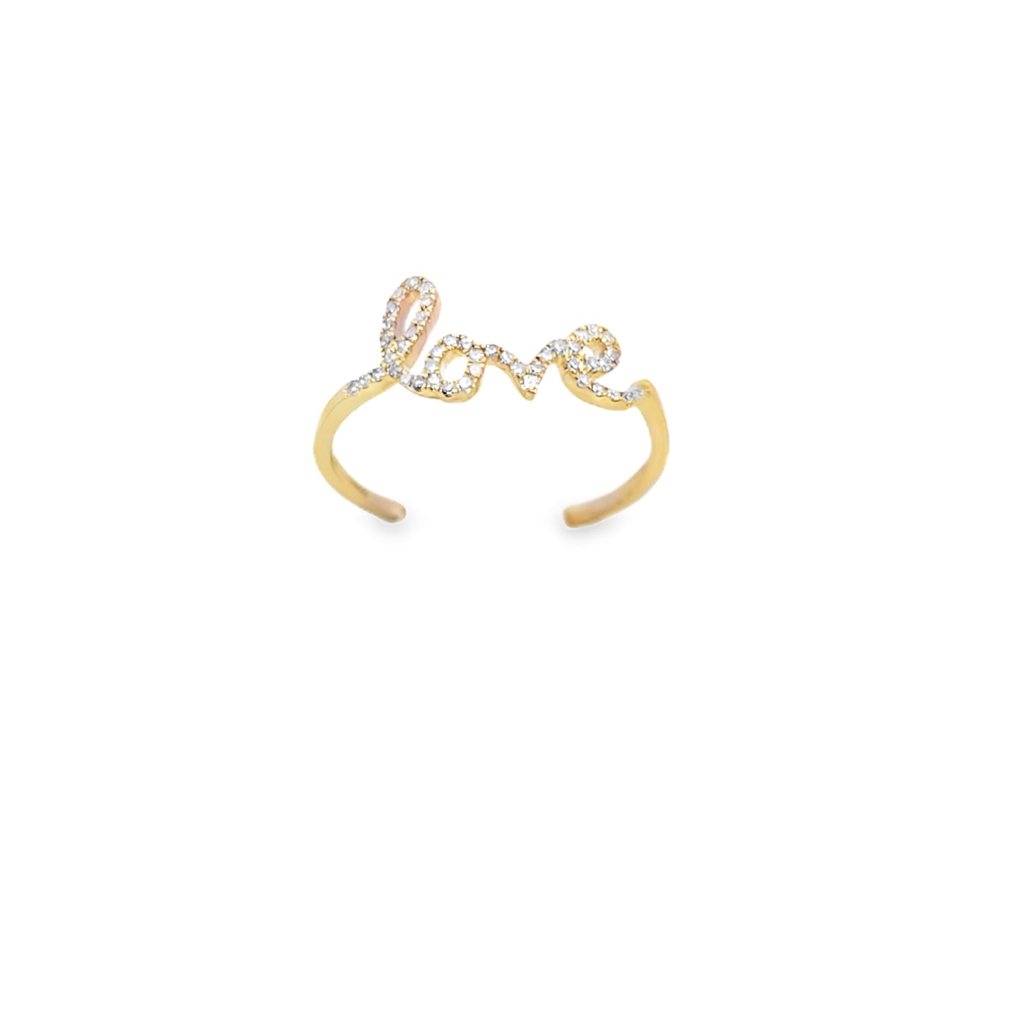 Script Love Ring in 14K Solid Gold with Diamonds – Romantic Jewelry Gift