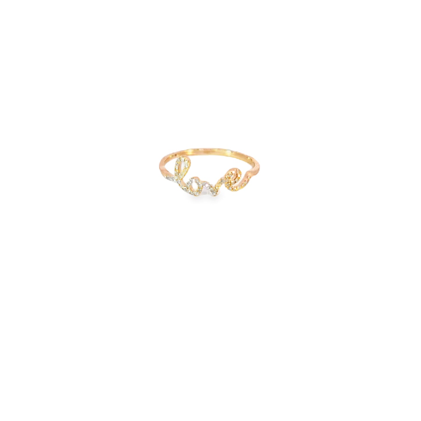 Script Love Ring in 14K Solid Gold with Diamonds – Romantic Jewelry Gift
