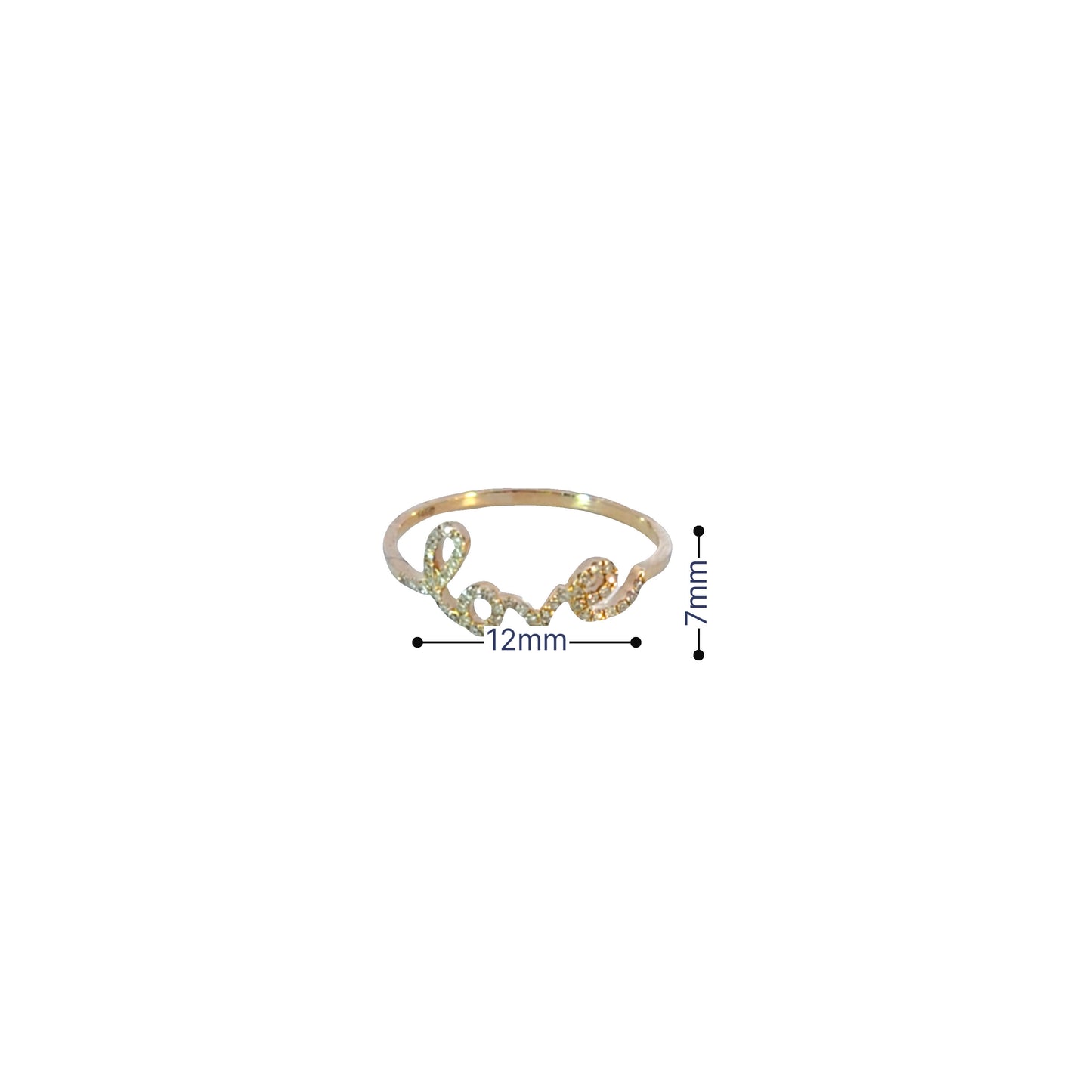 Script Love Ring in 14K Solid Gold with Diamonds – Romantic Jewelry Gift