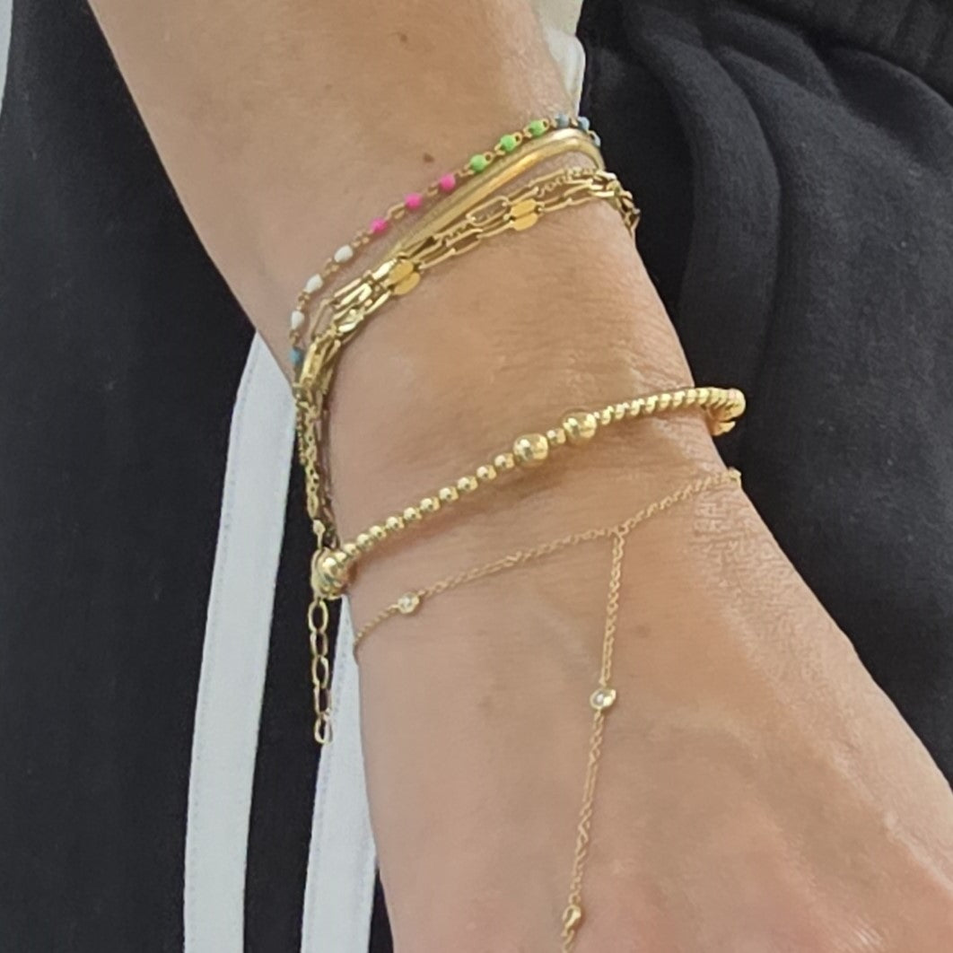 3mm & 5mm Section Design Beaded Stacking Bracelet