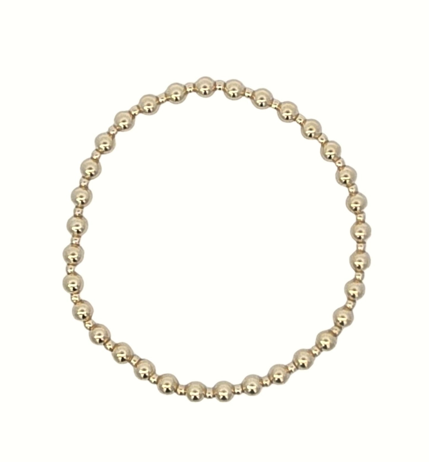 14kt Gold Filled Beaded Bracelet | Tarnish-Free | Alternating 4mm & 2mm Beads Pattern