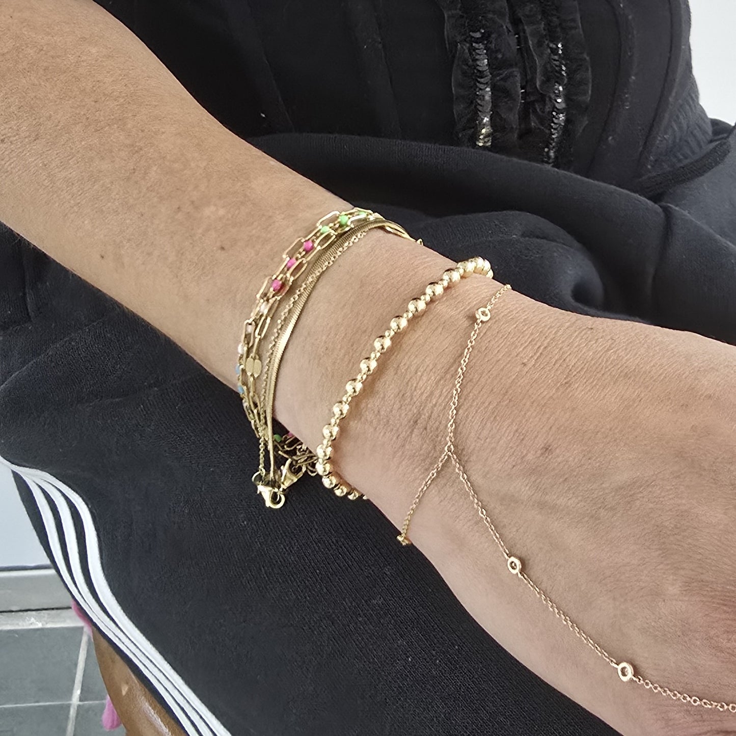 14kt Gold Filled Beaded Bracelet | Tarnish-Free | Alternating 4mm & 2mm Beads Pattern