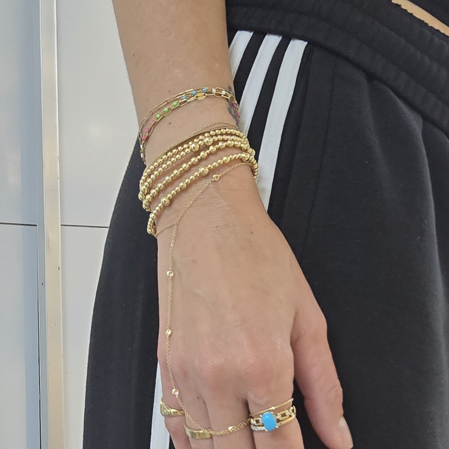 14kt Gold Filled Beaded Bracelet | Tarnish-Free | Alternating 4mm & 2mm Beads Pattern