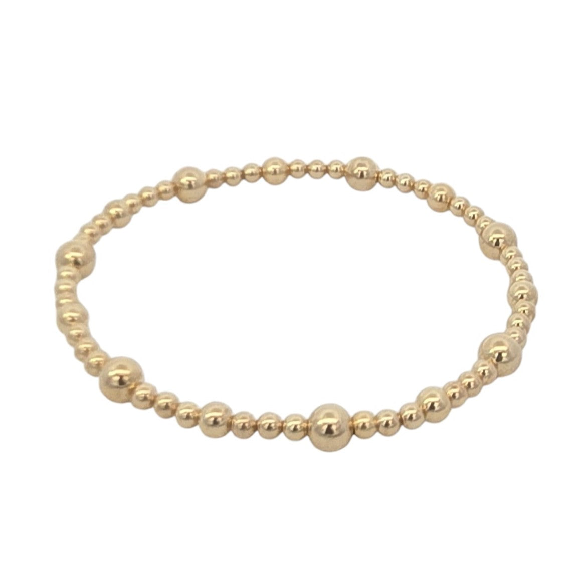 14kt Gold Filled Beaded Bracelet - Alternate Pattern of 3mm, 4mm & 5mm Beads, Tarnish-Free Jewelry