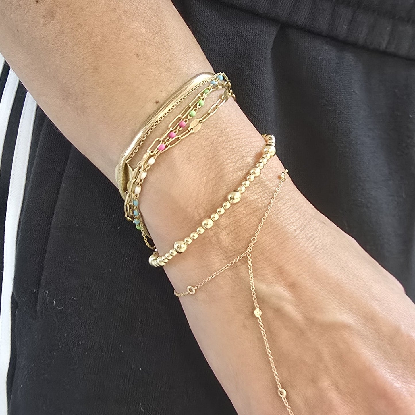 14kt Gold Filled Beaded Bracelet - Alternate Pattern of 3mm, 4mm & 5mm Beads, Tarnish-Free Jewelry