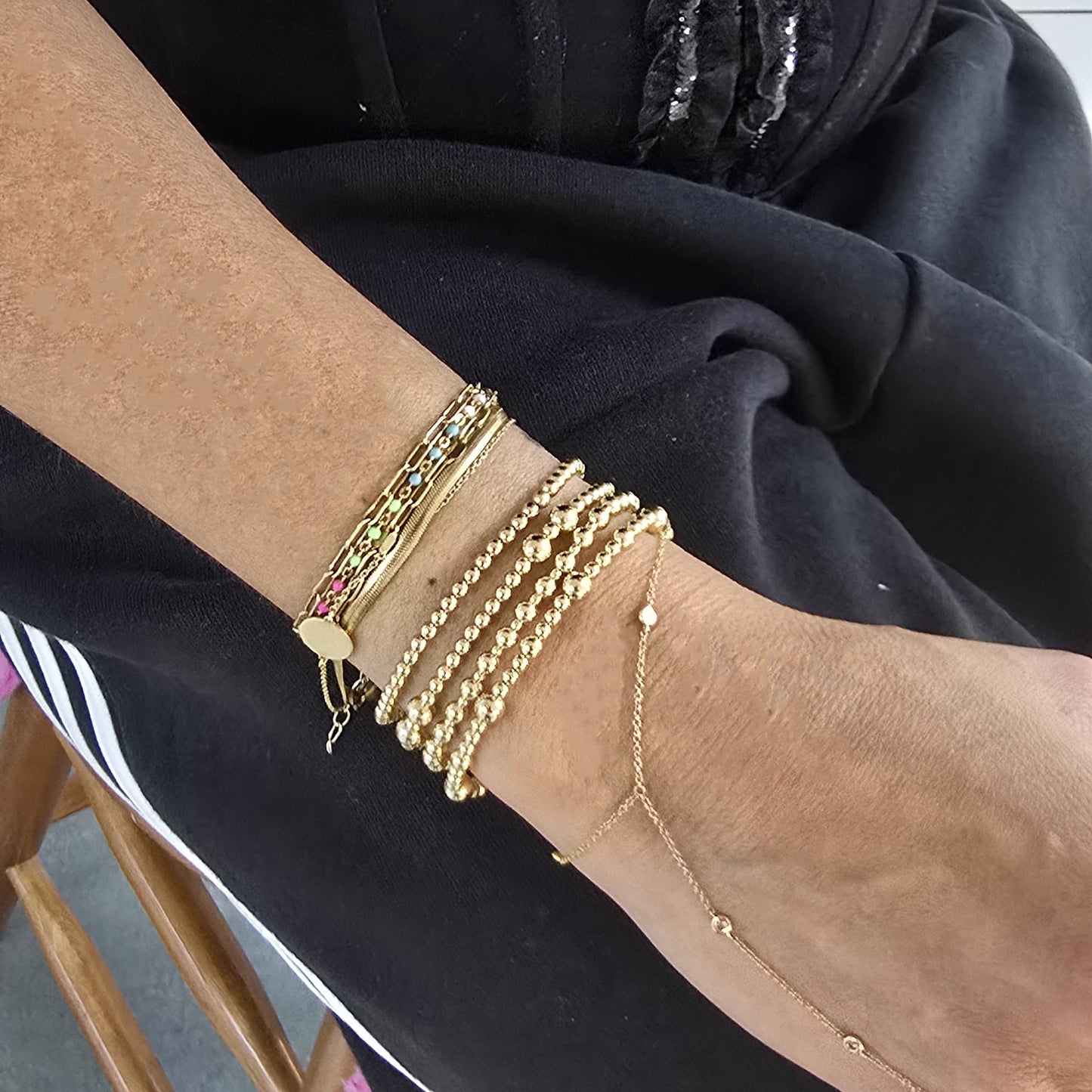 14kt Gold Filled Beaded Bracelet - Alternate Pattern of 3mm, 4mm & 5mm Beads, Tarnish-Free Jewelry