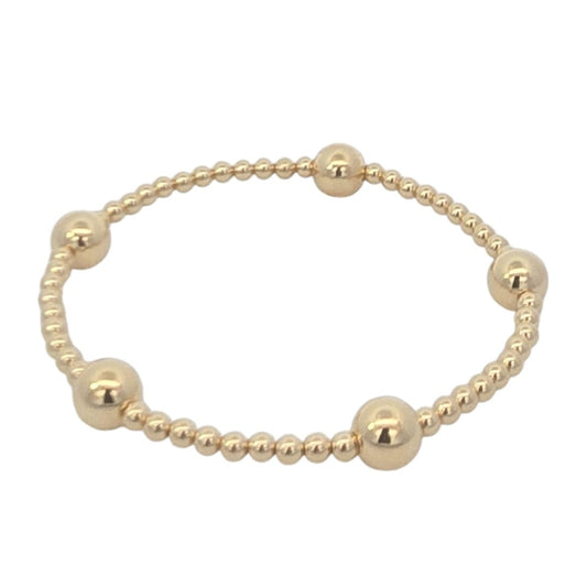 14kt Gold Filled Tarnish-Free Beaded Stretch Bracelet for Women - Elegant 3mm and 7mm Beads