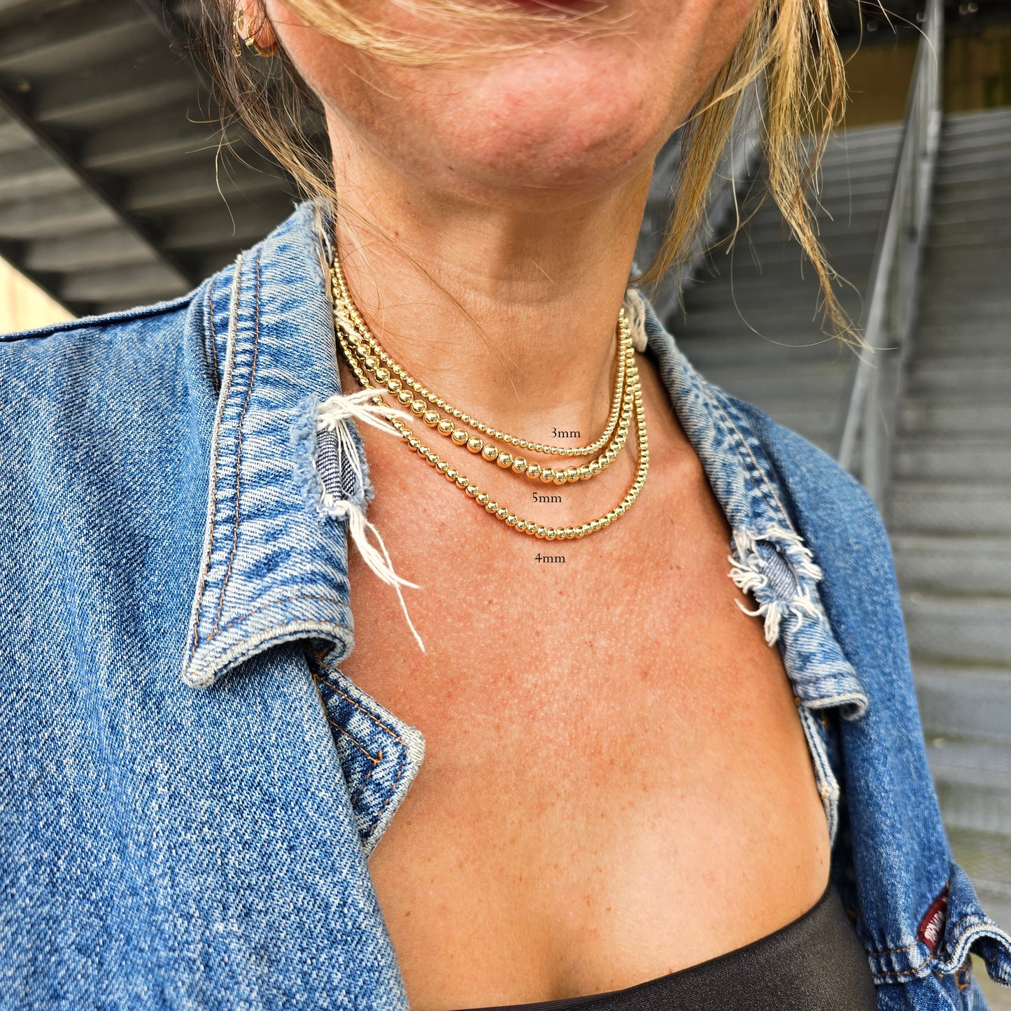 Anela 14 kt Gold Filled 4mm Beaded Necklace for Layering