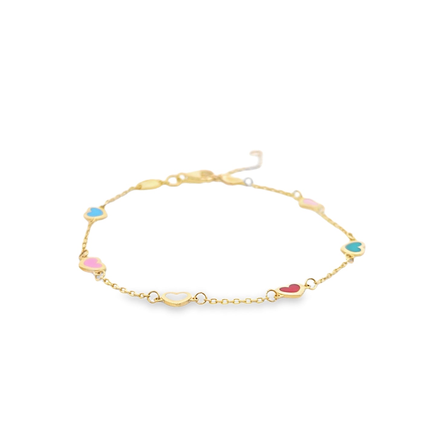 14kt Solid Gold Enamel Heart Bracelet