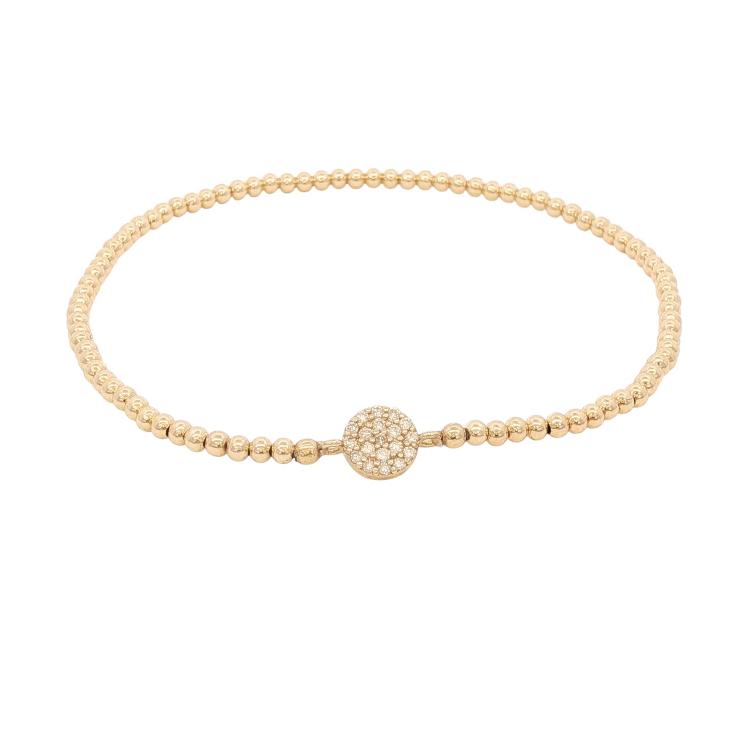 Yellow Gold Beaded Bracelets with Solid Gold and Diamond Pendant