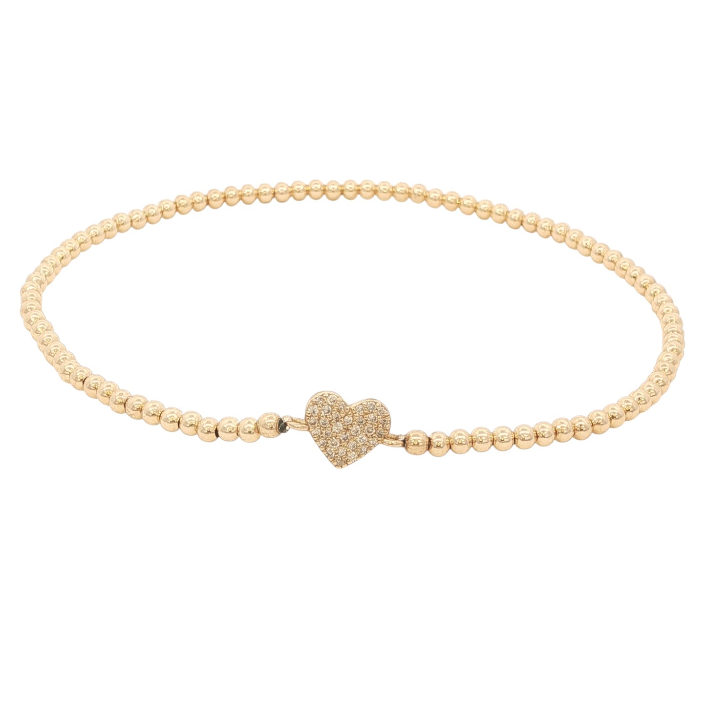 Yellow Gold Beaded Bracelets with Solid Gold and Diamond Pendant