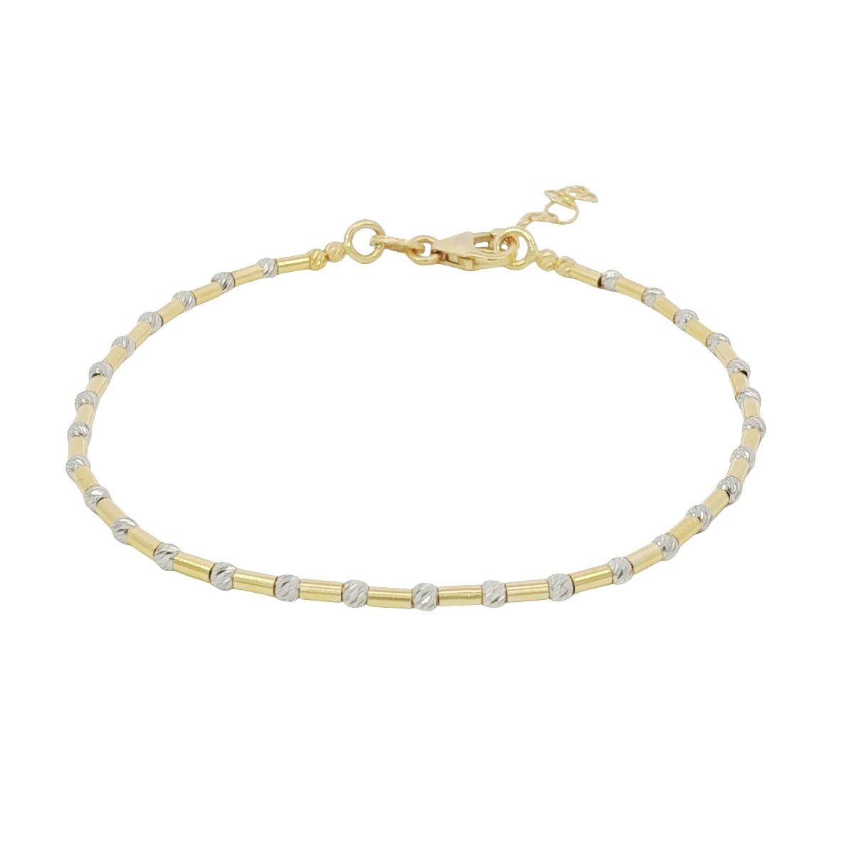14k Solid Gold Diamond Cut Tube Bracelet