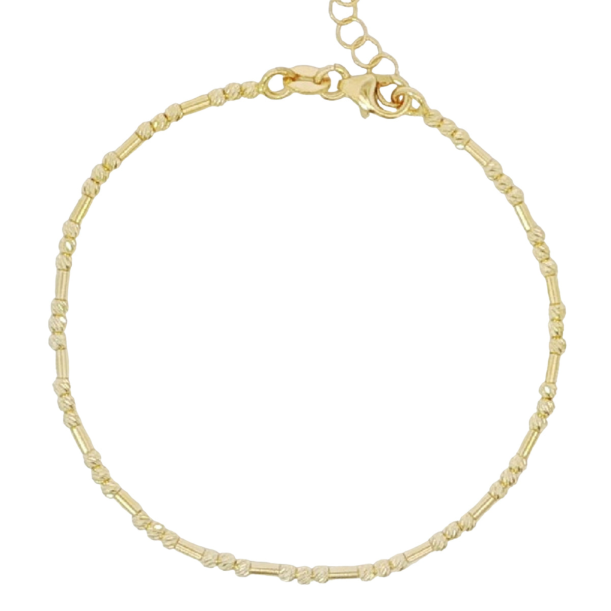 14k Solid Gold Diamond Cut Tube Bracelet