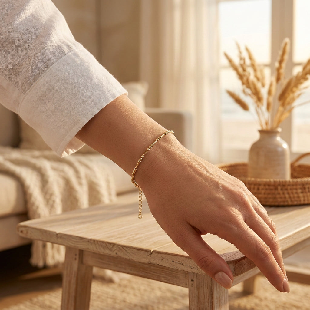 14k Solid Gold Diamond Cut Tube Bracelet