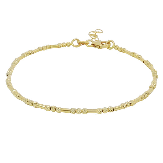 14k Solid Gold Diamond Cut Tube Bracelet