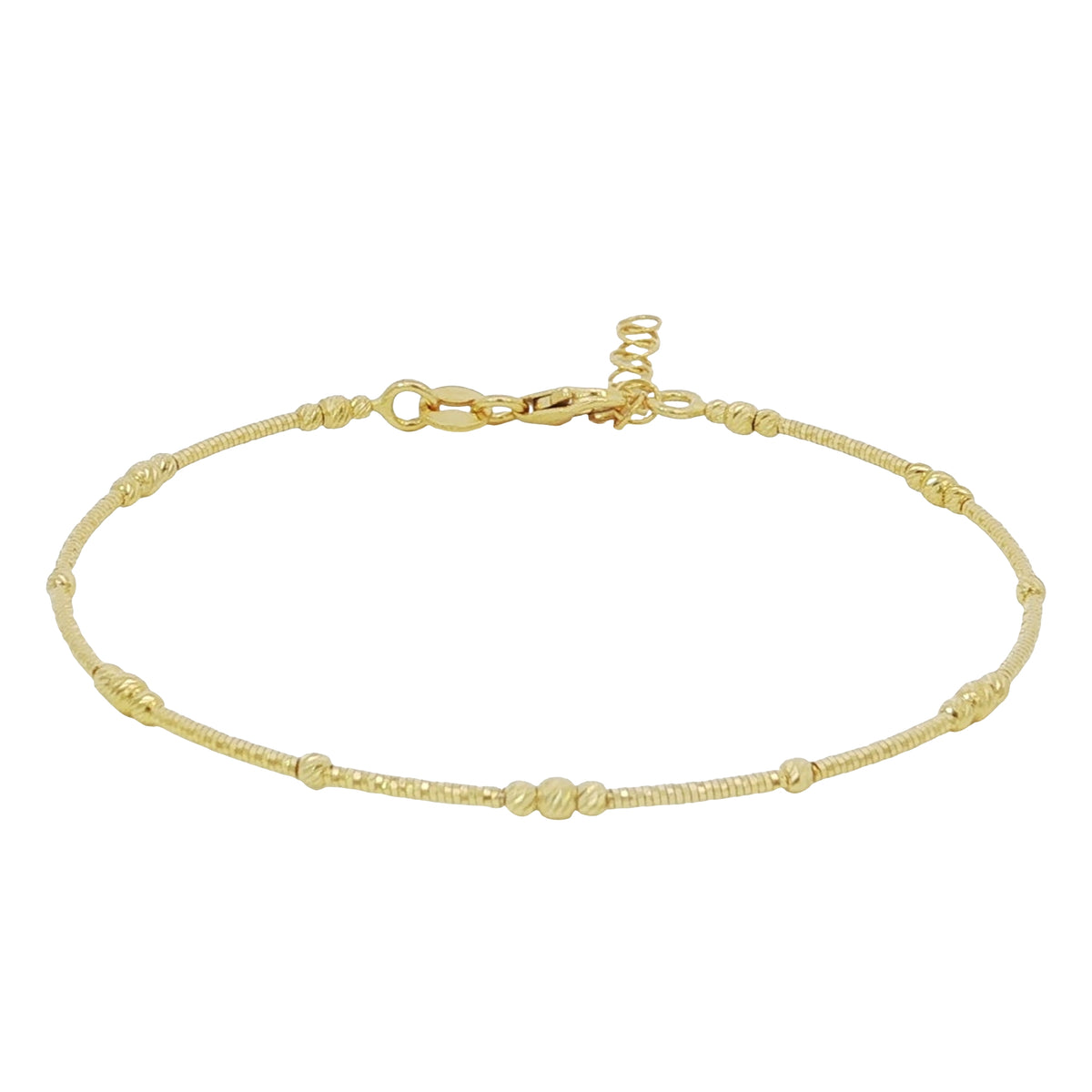 14k Solid Gold Diamond Cut Bead Bangle