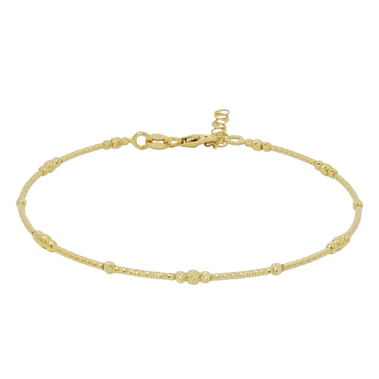 14k Solid Gold Diamond Cut Bead Bangle