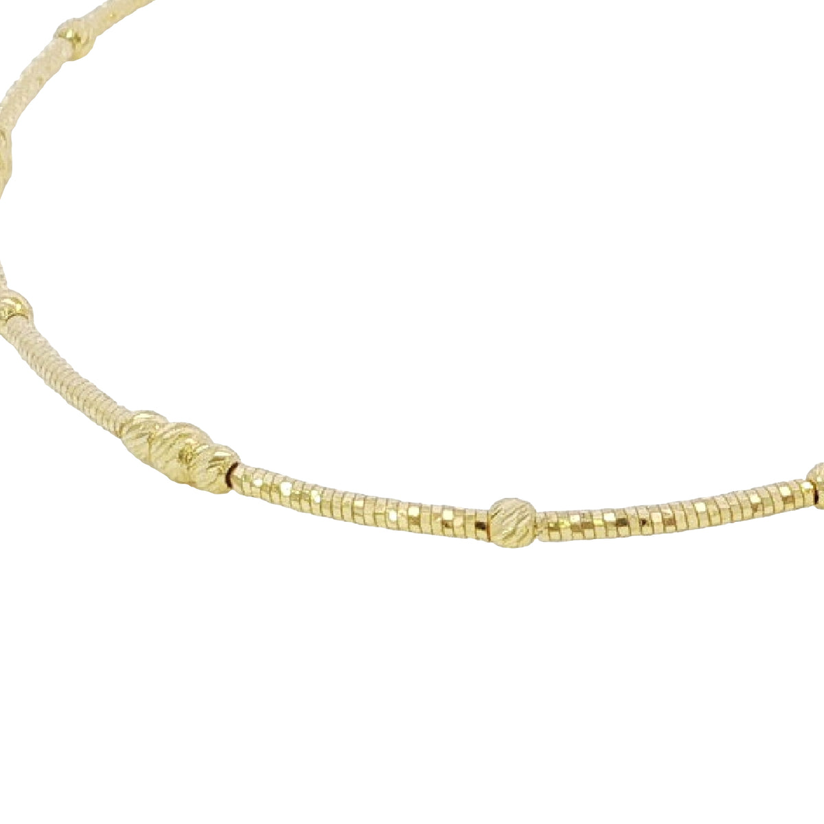 14k Solid Gold Diamond Cut Bead Bangle