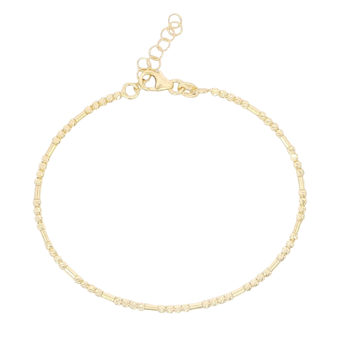 14k Solid Gold Diamond Cut Bead Bangle