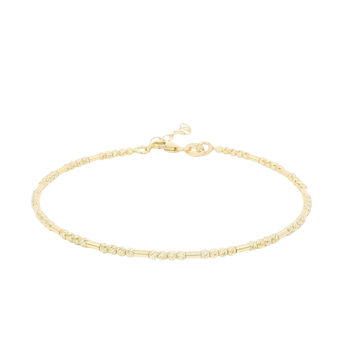 14k Solid Gold Diamond Cut Bead Bangle