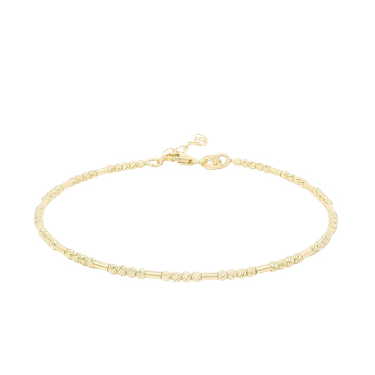 14k Solid Gold Diamond Cut Bead Bangle