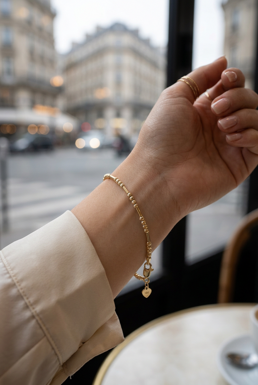 14k Solid Gold Diamond Cut Bead Bangle