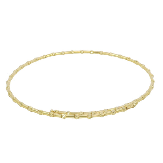 14k Solid Gold Diamond Cut Spiral Bangle