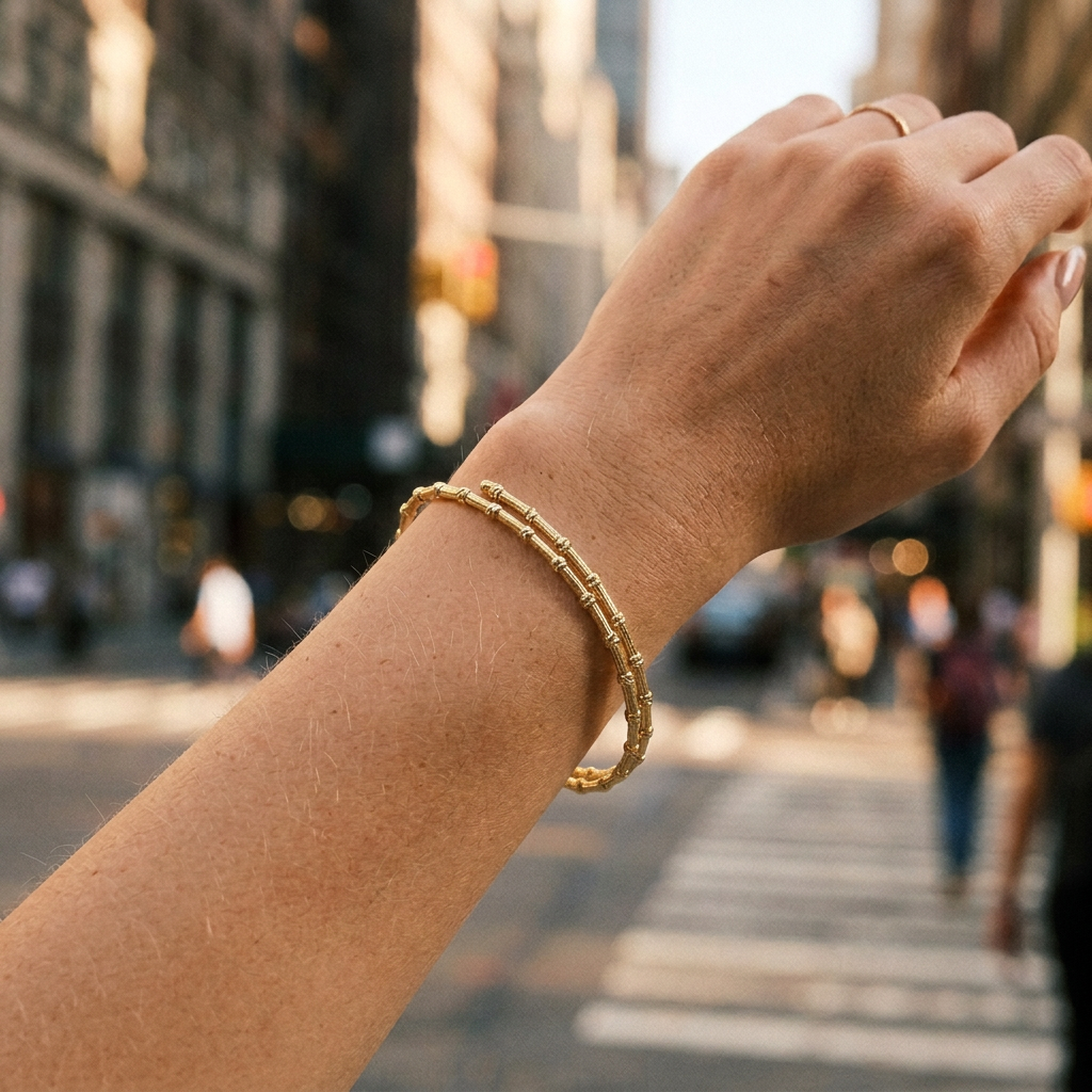 14k Solid Gold Diamond Cut Spiral Bangle