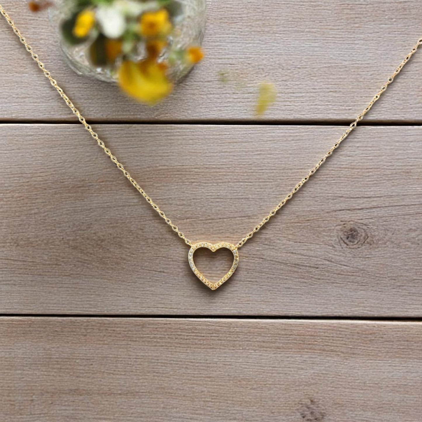 14k Solid Gold Diamond Heart Pendant Necklace – Dainty Fine Jewelry