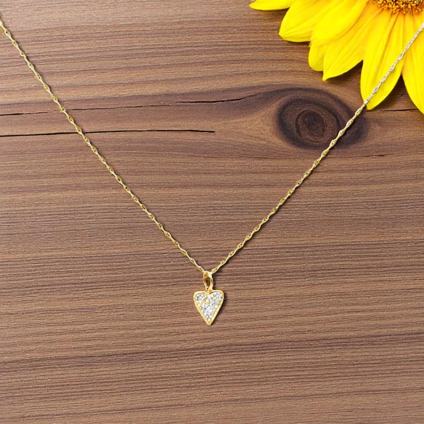 14k Solid Gold Diamond Heart Pendant Necklace – Dainty Fine Jewelry