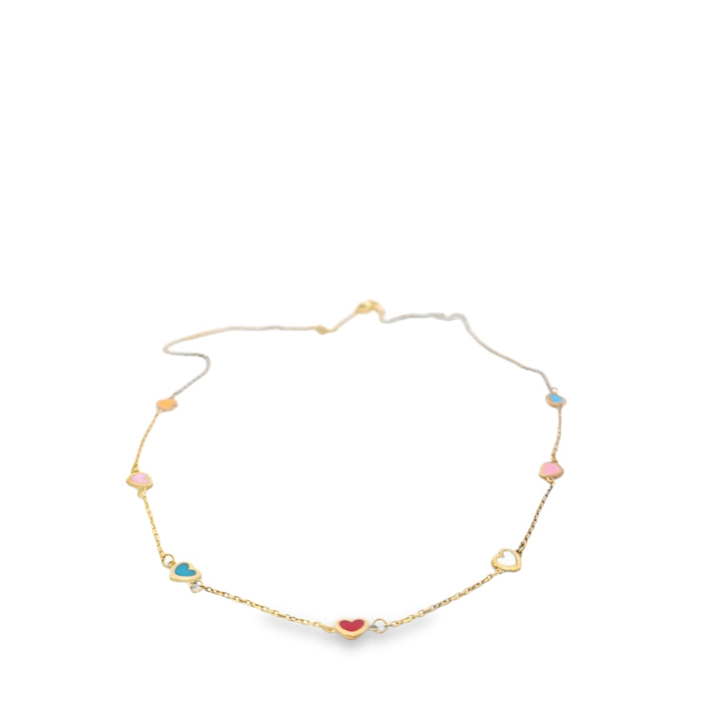 14K Solid Gold Multi-Color Enamel Heart Necklace – Dainty Heart Necklace for Women