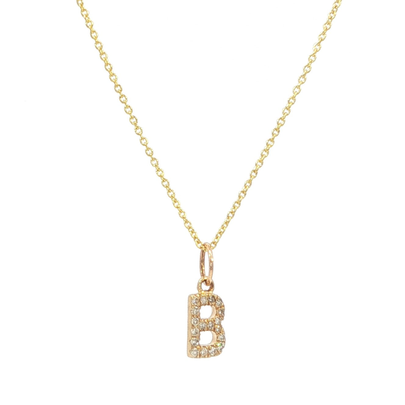 14K Solid Gold Diamond Initial Necklace – Personalized Letter Pendant - Gift for Her