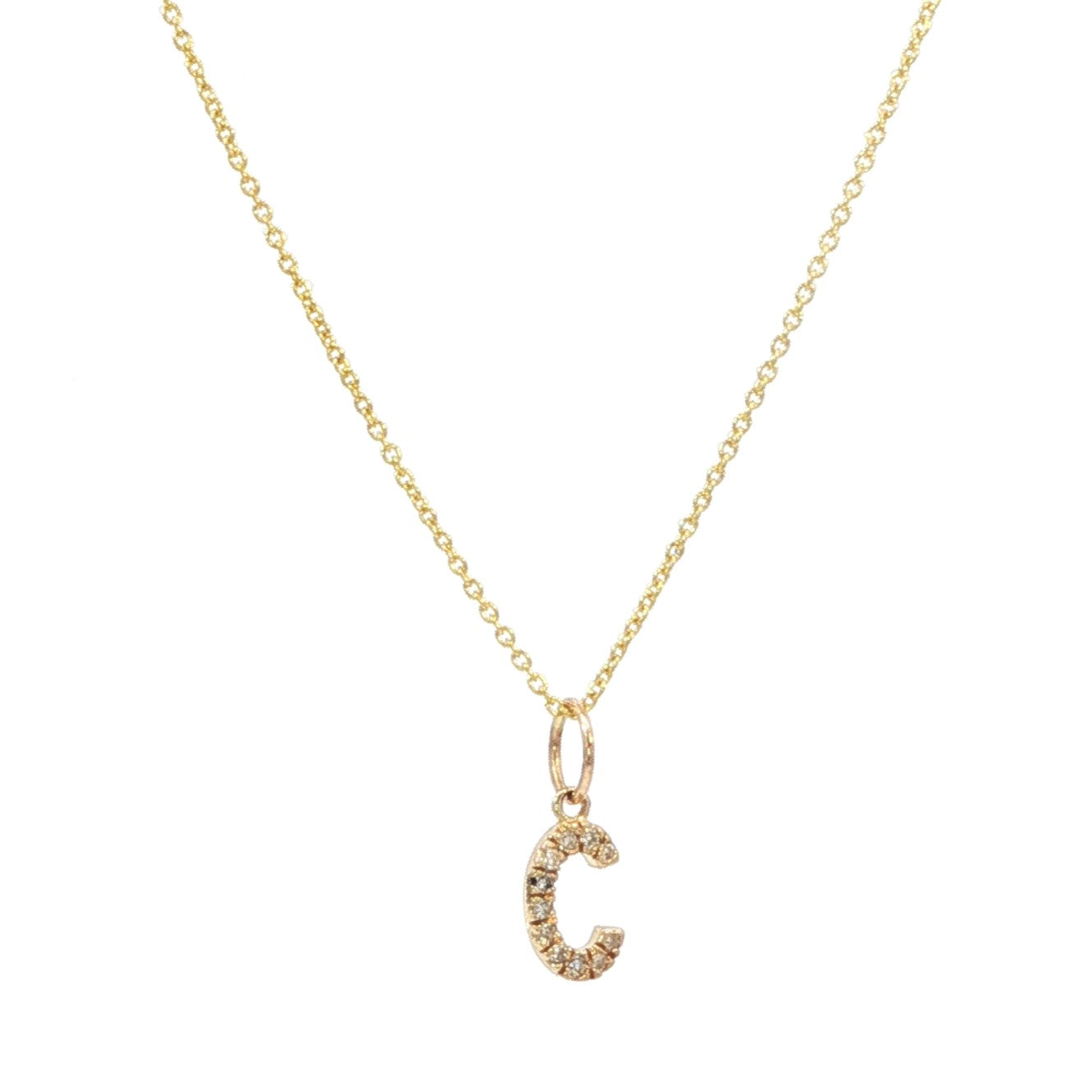 14K Solid Gold Diamond Initial Necklace – Personalized Letter Pendant - Gift for Her