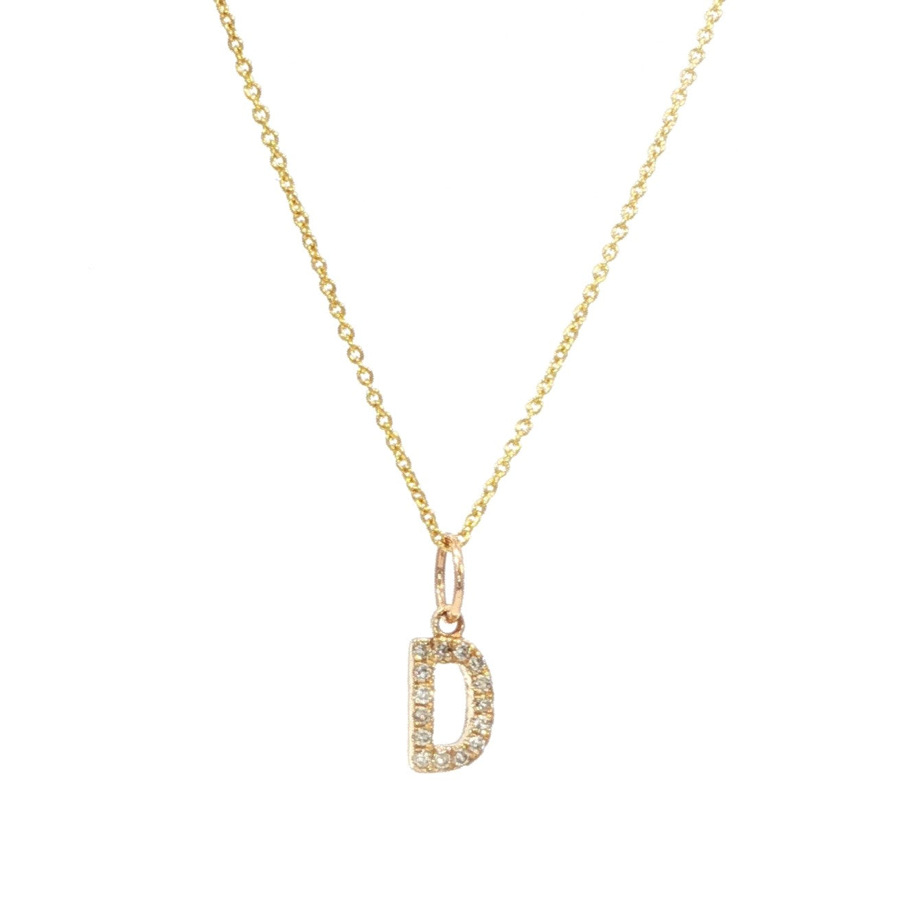 14K Solid Gold Diamond Initial Necklace – Personalized Letter Pendant - Gift for Her