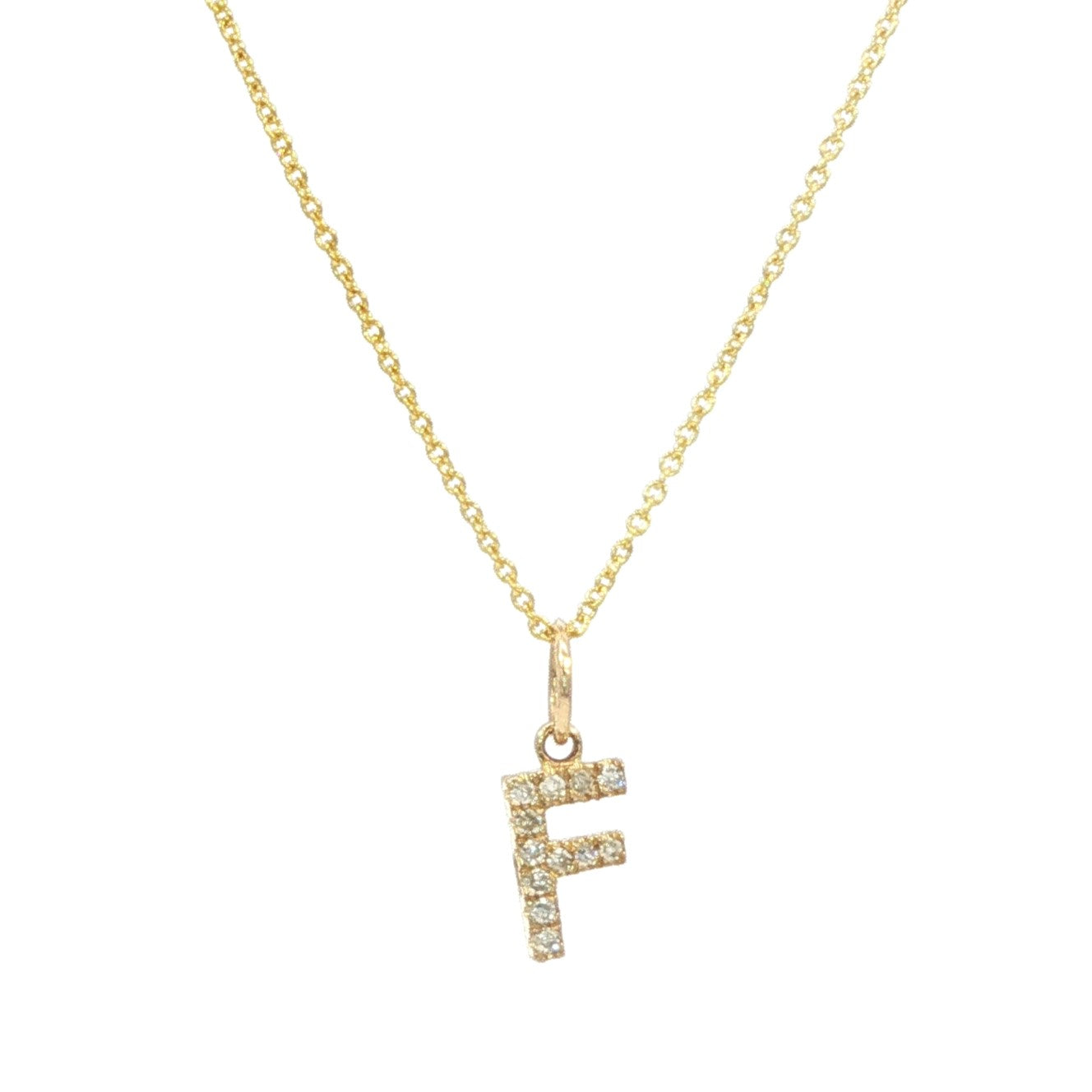 14K Solid Gold Diamond Initial Necklace – Personalized Letter Pendant - Gift for Her