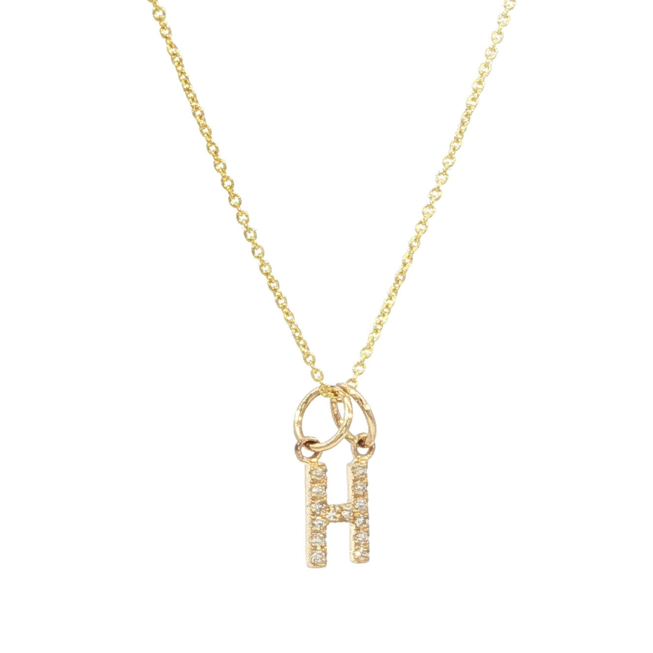 14K Solid Gold Diamond Initial Necklace – Personalized Letter Pendant - Gift for Her