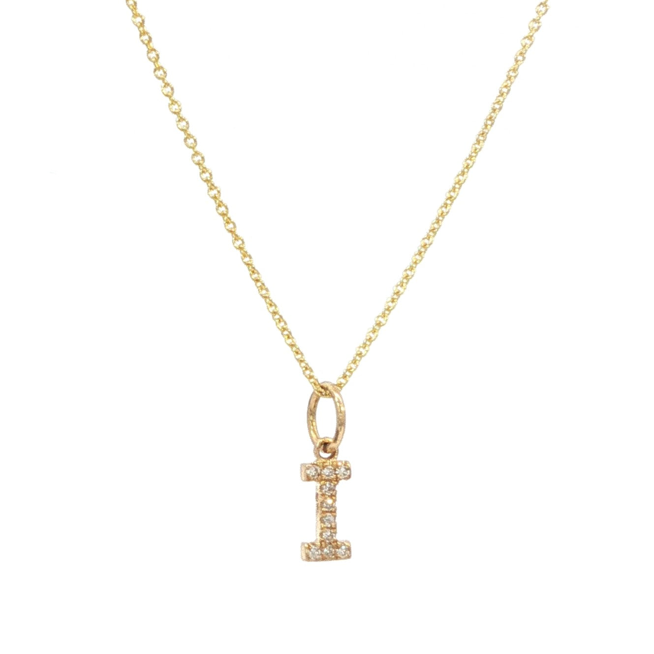 14K Solid Gold Diamond Initial Necklace – Personalized Letter Pendant - Gift for Her