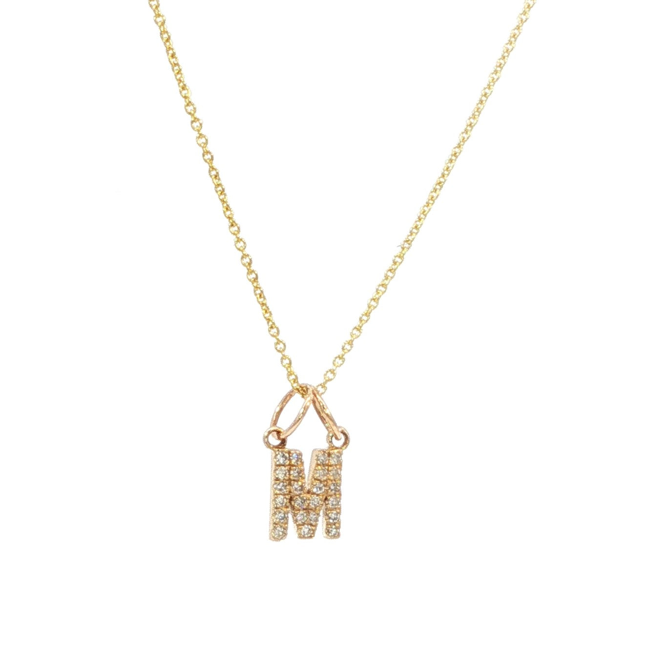 14K Solid Gold Diamond Initial Necklace – Personalized Letter Pendant - Gift for Her