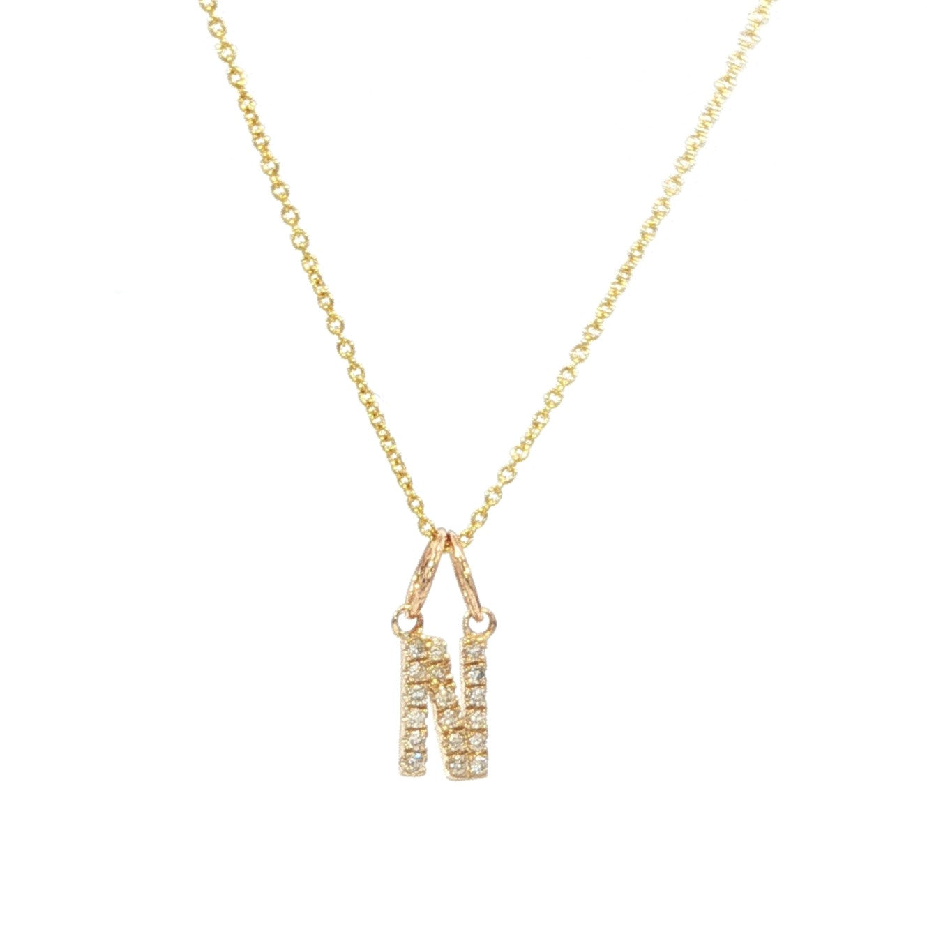 14K Solid Gold Diamond Initial Necklace – Personalized Letter Pendant - Gift for Her