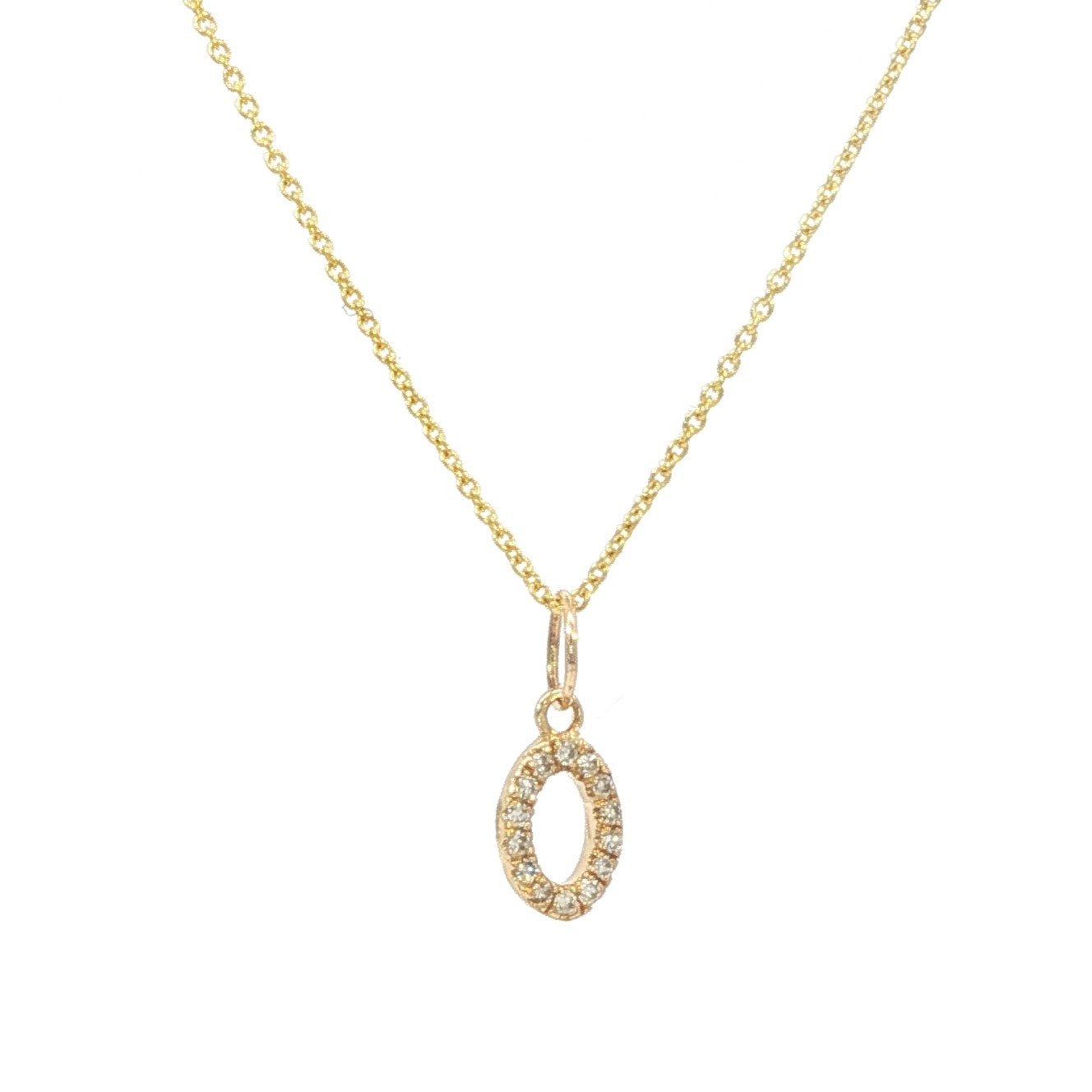 14K Solid Gold Diamond Initial Necklace – Personalized Letter Pendant - Gift for Her