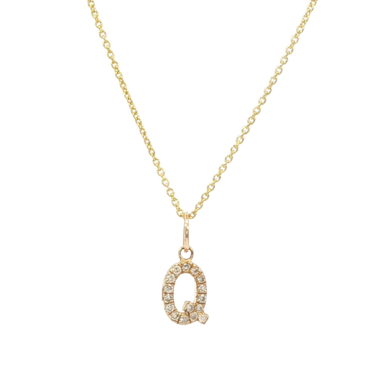 14K Solid Gold Diamond Initial Necklace – Personalized Letter Pendant - Gift for Her