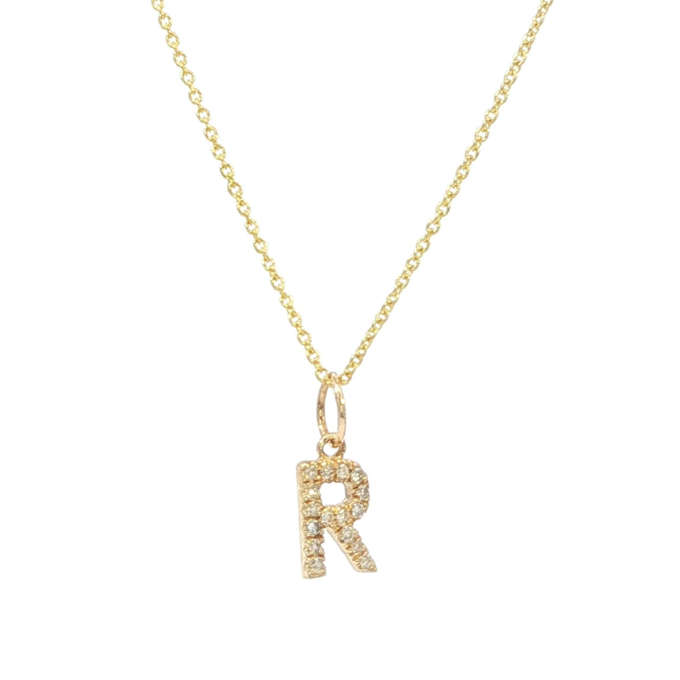 14K Solid Gold Diamond Initial Necklace – Personalized Letter Pendant - Gift for Her