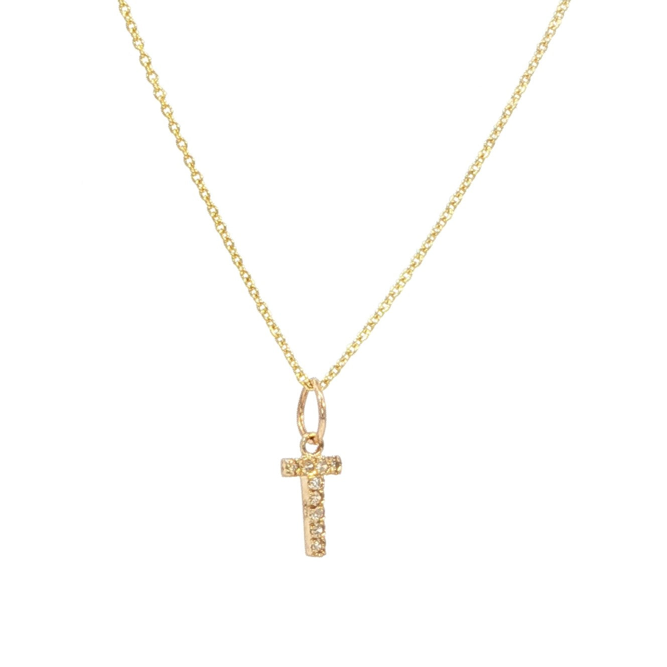 14K Solid Gold Diamond Initial Necklace – Personalized Letter Pendant - Gift for Her