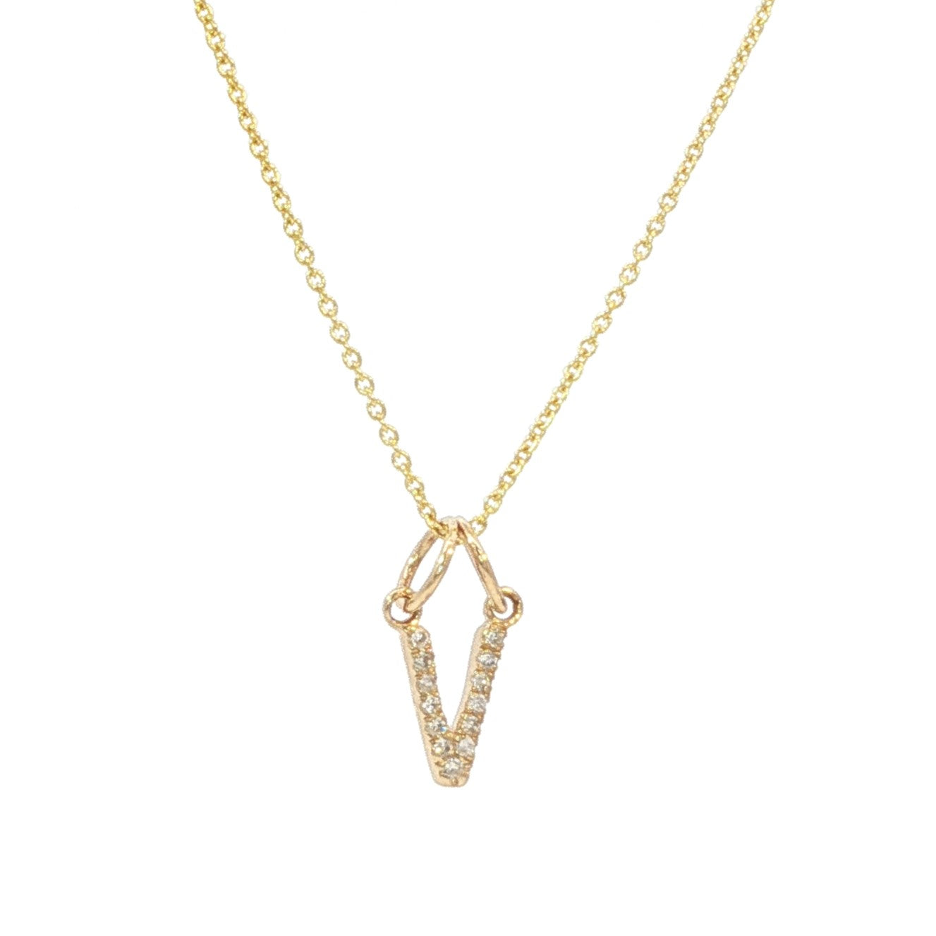 14K Solid Gold Diamond Initial Necklace – Personalized Letter Pendant - Gift for Her